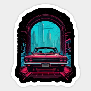 Retrowave Car Neon Colors Sticker